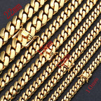Gold Cuban Chain Necklace 10MM Smooth 18K