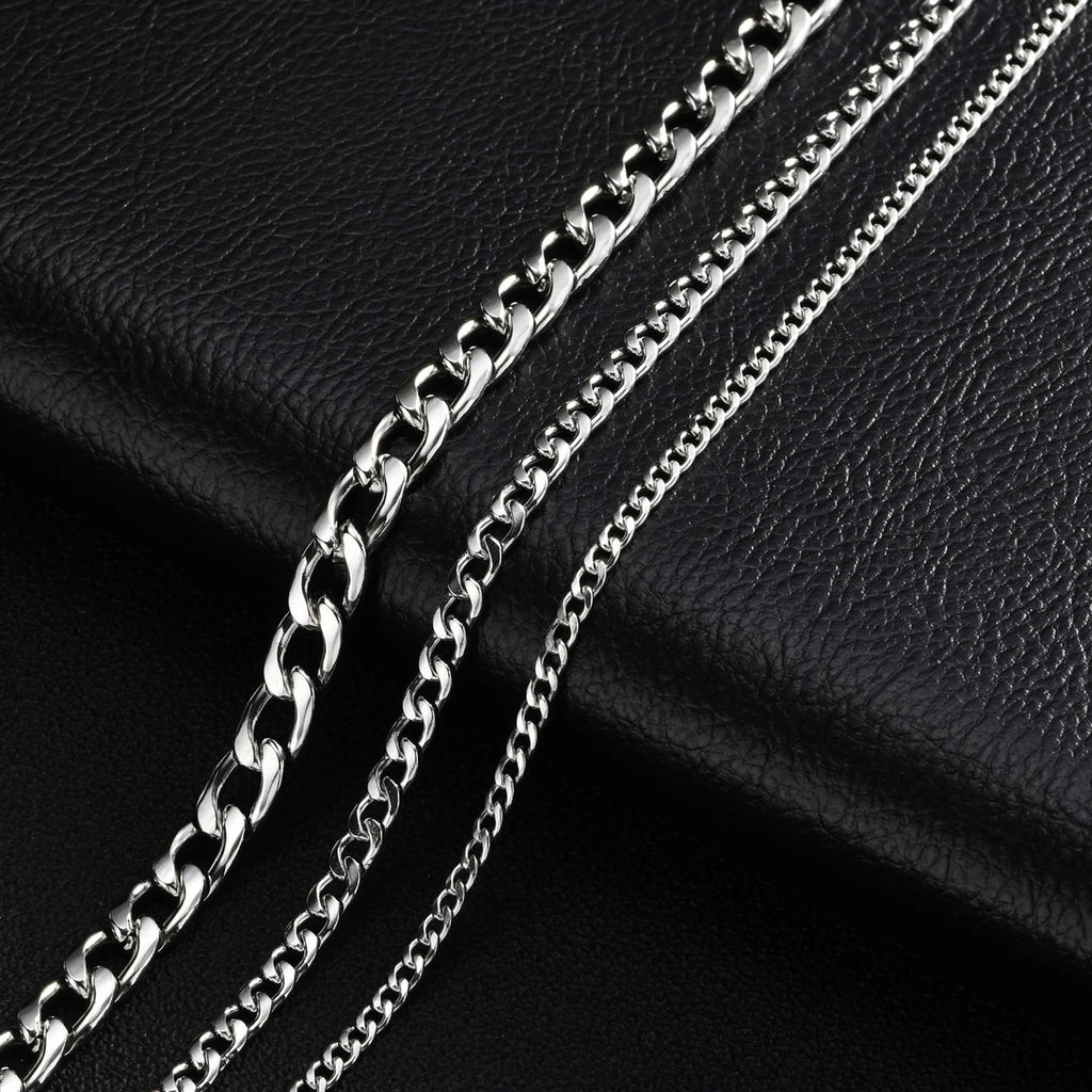 Vintage Cuban Chain Necklace for Men Women,3/5/7mm Stainless Steel Curb Link Chain Chokers,Casual Basic Punk Jewelry