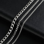 Vintage Cuban Chain Necklace for Men Women,3/5/7mm Stainless Steel Curb Link Chain Chokers,Casual Basic Punk Jewelry
