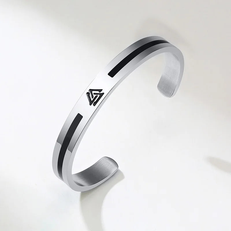 Viking Cuff Bangle Bracelet — Stainless Steel
