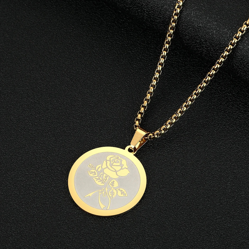 Viking Calendar Rune Medallion Pendant Necklace — Stainless Steel