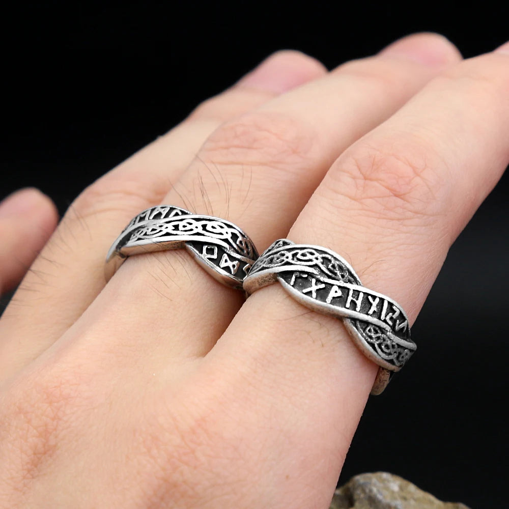Odin Steel Ring Viking Letter Nordic Runes Punk