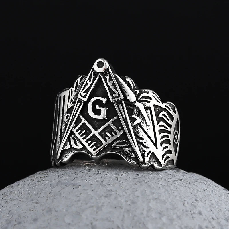 Freemason Masonic Symbol Ring — Stainless Steel