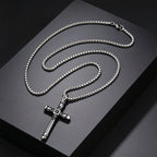 Gothic Skull Cross Necklace for Men, Stainless Steel Black Zircon Collar Necklace, Vintage Creative Hip Hop Jewelry