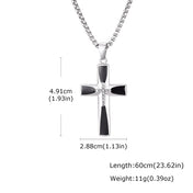 Stylish Men's Zircon Cross Pendant Necklace, Waterproof Stainless Steel Cross Necklace, Religious Faith Prayer Jewelry Gift