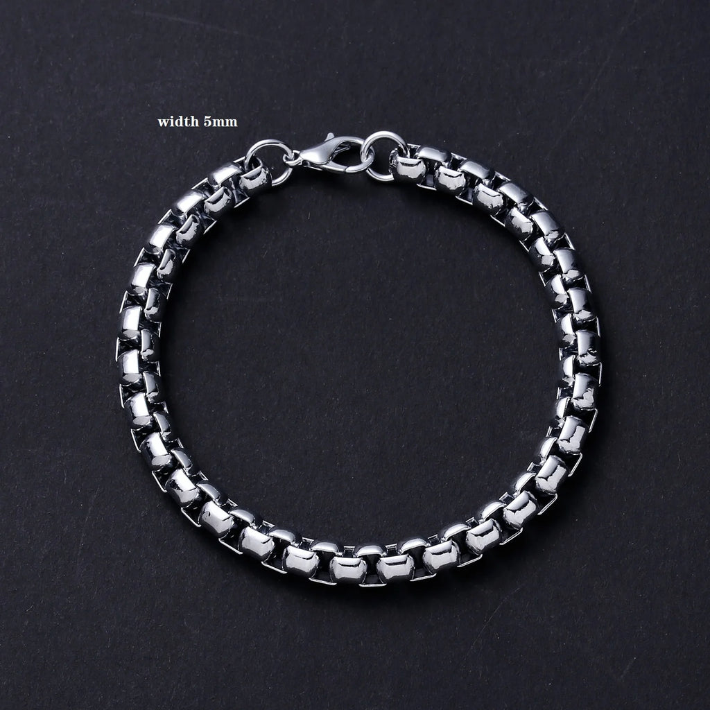 2022 New Trendy 316L Stainless Steel Base Chain Bracelet for Men Women Link Cuban Byzantine Coffee Beans Pig Nose Jewelry Gift