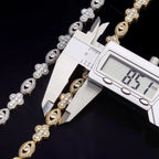 Two-Tone Cross Bracelet 18K Gold Silver CZ