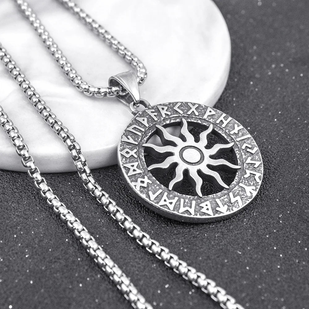 Silver Viking Sun Circle Pendant Necklace Box