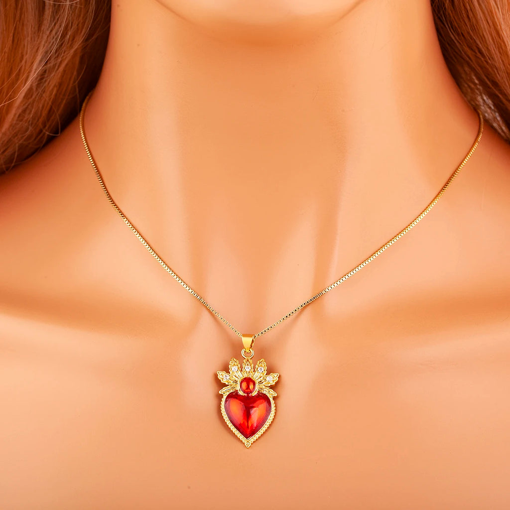 Iced Out Sacred Heart Pendant Necklace