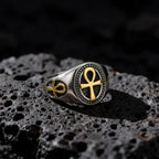 Ankh Cross Vintage Signet Ring — Stainless Steel