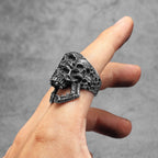 Multi Skull Ring Black — Stainless Steel
