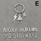 Fashion A-Z Letter Charm Lightning Bolt Plug Electrician Keychain for Electrical Worker Bag Car Keyring Gifts