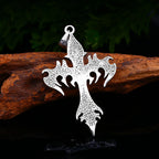 Vintage 316L Stainless Steel Flame Cross Pendant Necklace Hip Hop Fashion Casting Men Necklaces Party Jewelry Gifts Dropshipping