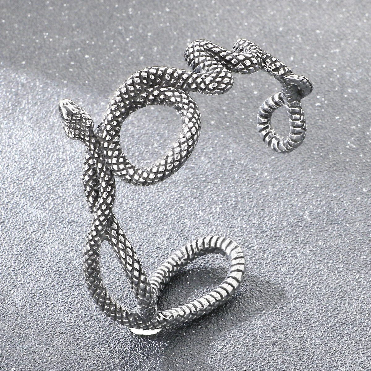 Trendy Men's Double Snakehead Lion Stainless Steel Open Bracelet Gothic Cyberpunk Style Fashion Jewelry Street Gifts