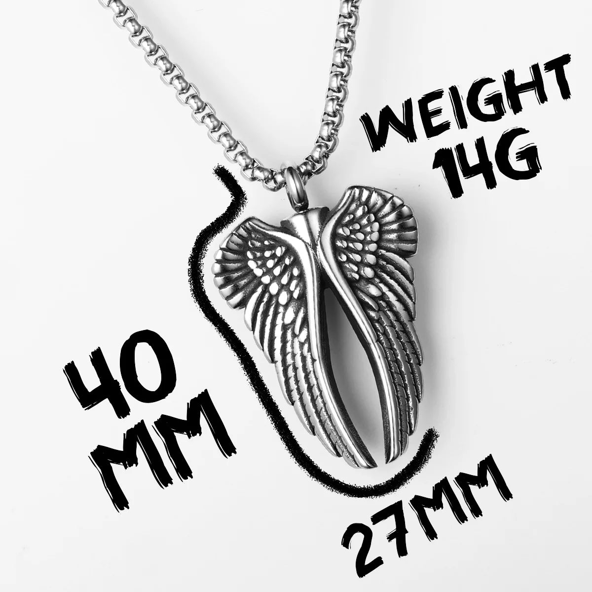 Angel Wing Urn Pendant — Stainless Steel
