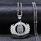 Catholic Saint Benedict Medal Necklace for Women Men Stainless Steel Silver Color San Benito Religious Chain Jewelry N8085S02