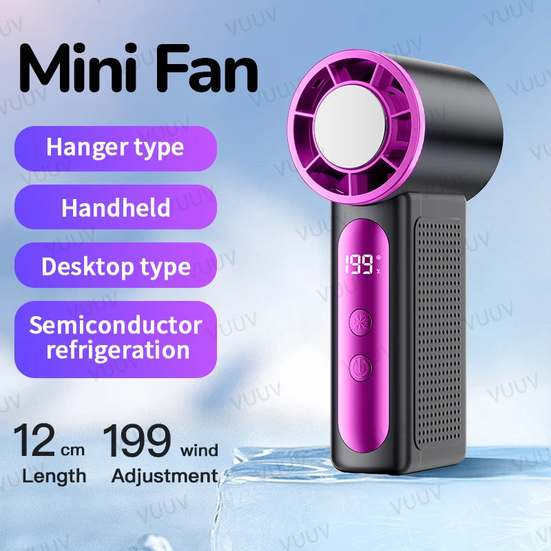VUUV 2000mAh Portable Fan Rechargeable 5 Speed Mini Air Conditioner Small Fan Air Cooler with LED Digital Display