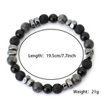 Stone Bead Strand Bracelet for Men — Blue, Black & Brown Options