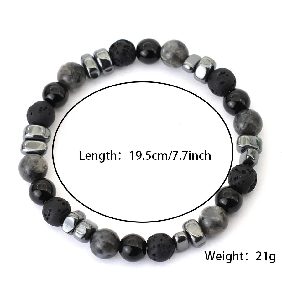 Stone Bead Strand Bracelet for Men — Blue, Black & Brown Options