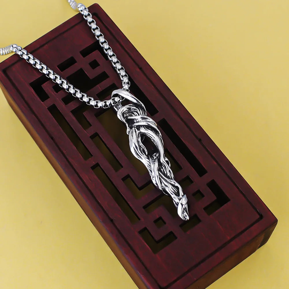 Silver Vintage Box Chain Pendant Necklace Minimal