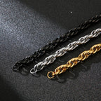 7/11mm Twisted Chain Bracelet for Men Woman Stainless Steel Charm Men's Wristband Gold Color Bangles Bracelets Jewelry