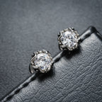 Black Zircon Stud Earrings — Stainless Steel