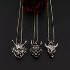 Vintage Punk Ghost Skull Mask Pendant Stainless Steel Chain Necklace Cool Men Rock Party Jewelry