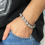 ULJ Hip Hop Shiny Black Cuban Link Chain Bracelets Women Men  Bling Rhinestone Iced Out Punk Wristband Hand Jewelry