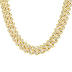 Iced Out Cuban Link Chain Necklace 14mm — Two-Tone