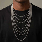 2mm Casual Stainless Steel Cuban Chain Necklace for Men,Hip Hop Punk Silver Color Metal Chain Link Layers Collars Jewelry