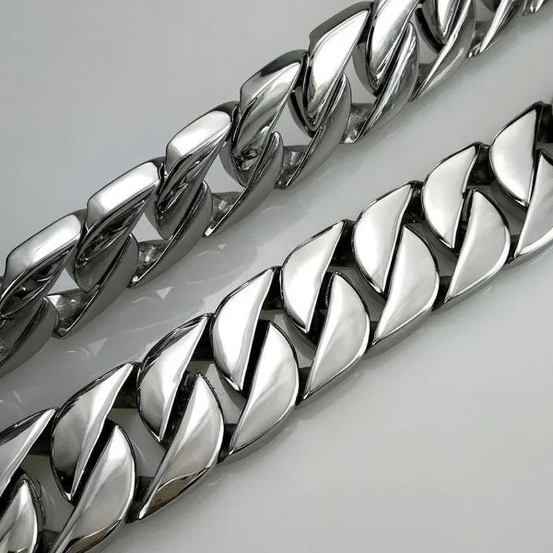 Heavy Polished Curb Chain Necklace 32mm — 316L Stainless Steel