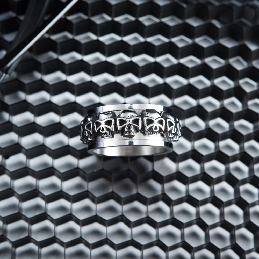 Gothic Western Skull Ring Vintage Rotatable — Stainless Steel