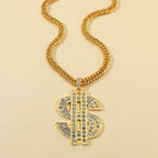 Rapper Dollar Sign Pendant Necklace with Long Chain