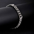 Stainless Steel Angled Rectangle Link Bracelet for Men Women, Silver Color Cuban Chain, Hih Pop Punk Jewelry Gift