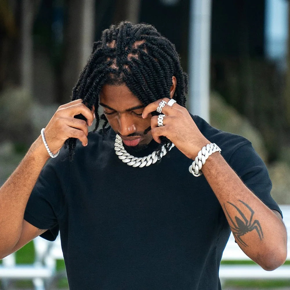 Rose Gold Cuban Chain Necklace Iced Out 24MM