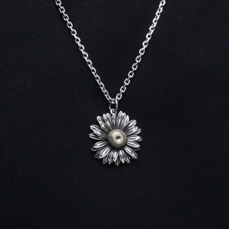 Silver-Tone Large Sunflower Pendant Necklace, 60cm