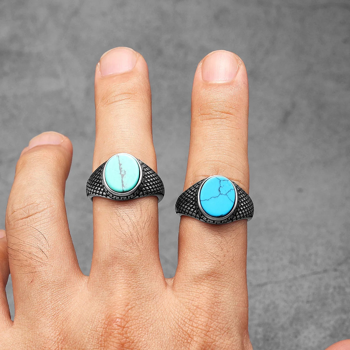 Turquoise Stone Ring Stainless Steel Minimal