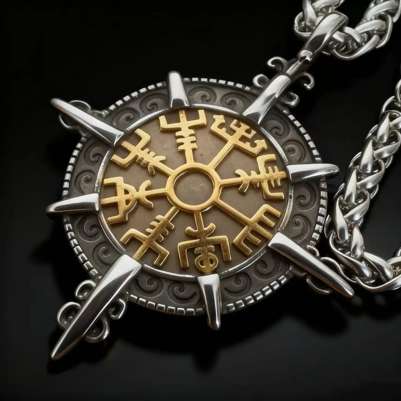 Compass Viking Steel Pendant 316L Rune