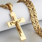 Catholic Jesus Christ Crucifix Chain Necklace — Stainless Steel