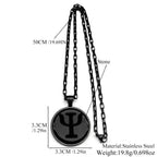 Greek Gold Pendant Letter Psi Symbol Tiger Eye