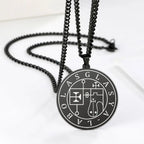 LIKGREAT Stainless Steel Lesser Key of King Solomon Occult Sigil 72 Demon Medalion Necklace for Men Women Pagan
