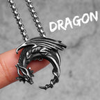 Flying Dragon Pendant Necklace — Stainless Steel