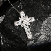 Iced Out Cross Pendant Necklace — Stainless Steel CZ