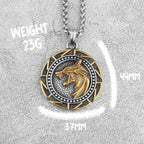 Mens Vintage Viking Wolf Pendant Runes Necklace Punk Street Rock Nordic Stainless Steel Odin Wolf Head Necklace Fashion