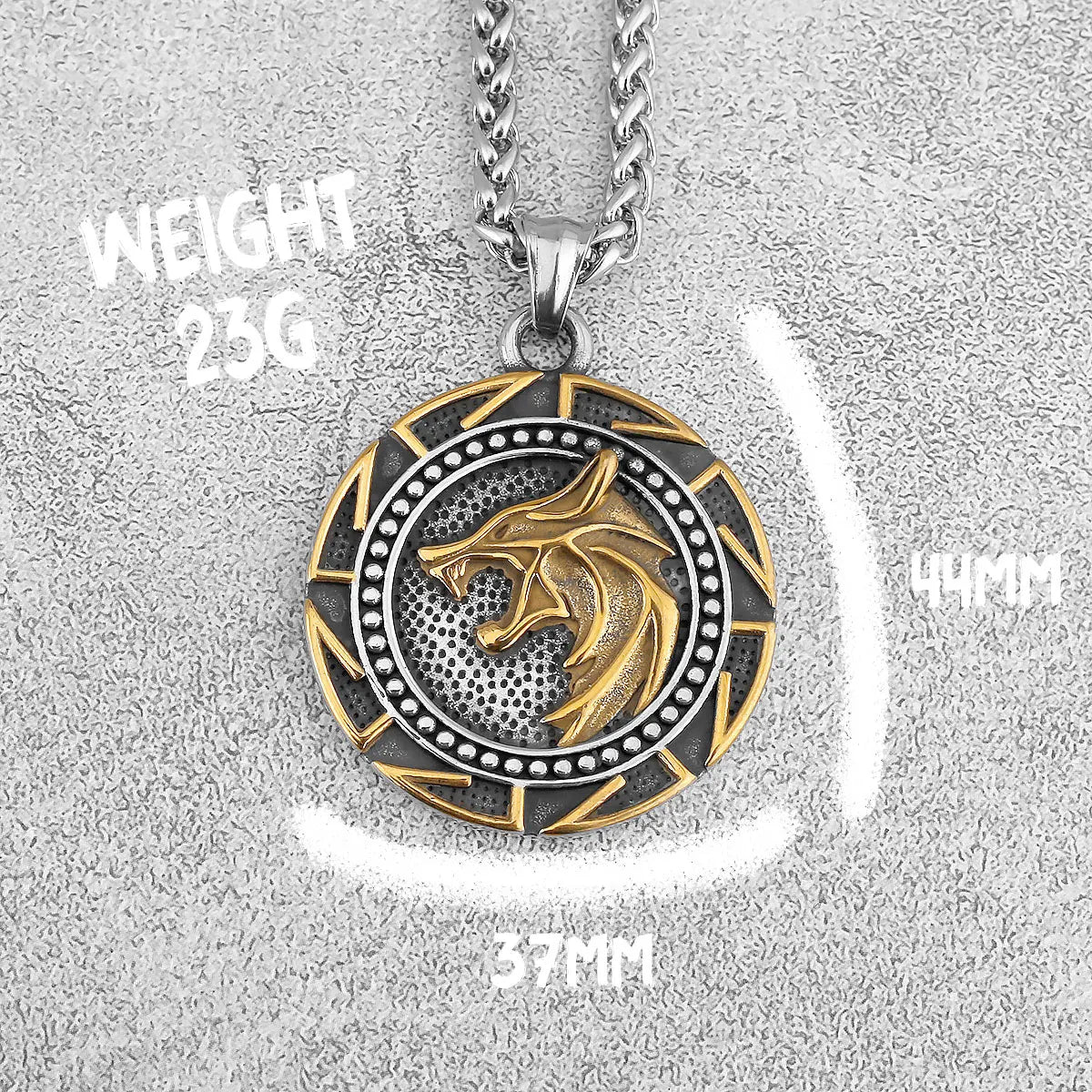 Mens Vintage Viking Wolf Pendant Runes Necklace Punk Street Rock Nordic Stainless Steel Odin Wolf Head Necklace Fashion