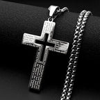 Lord’s Prayer Cross Pendant Necklace — Stainless Steel