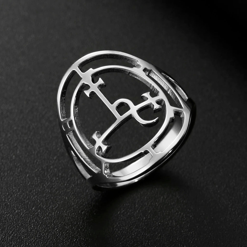 LIKGREAT Sigil Of Lilith Stainless Steel Ring Queen of the Night Solomon Magic Protection Amulet Ring Jewelry Gift for Women Men