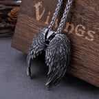 Stainless Steel Classic Angel Wings Necklace Men's Fashion Animal Boutique Handmade Hip Hop Pendant Jewelry Gift