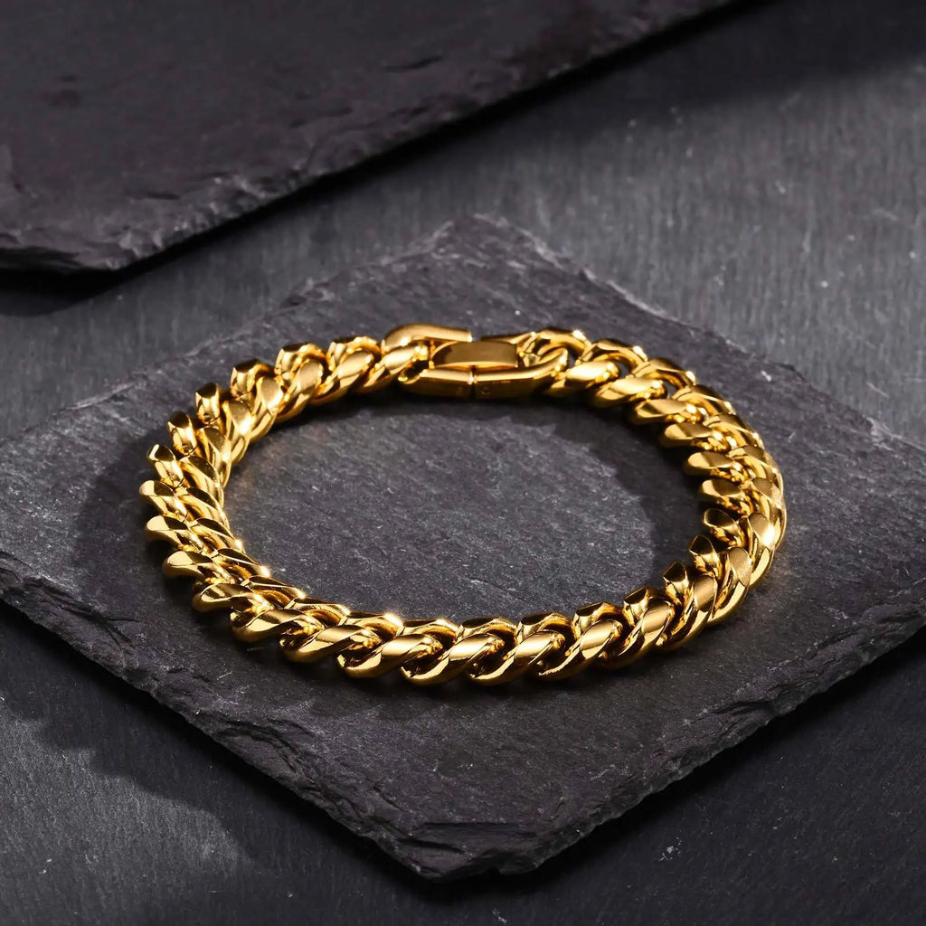 Gold Cuban Chain Bracelet 6-12mm — Gold