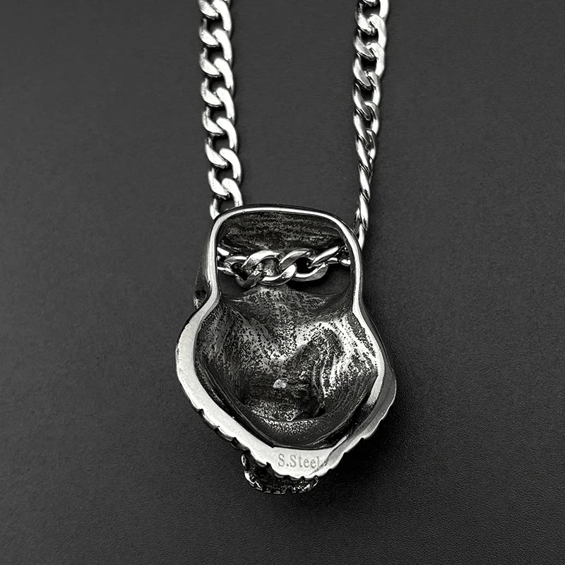 Devil Skull Tiger Head Pendant — Silver